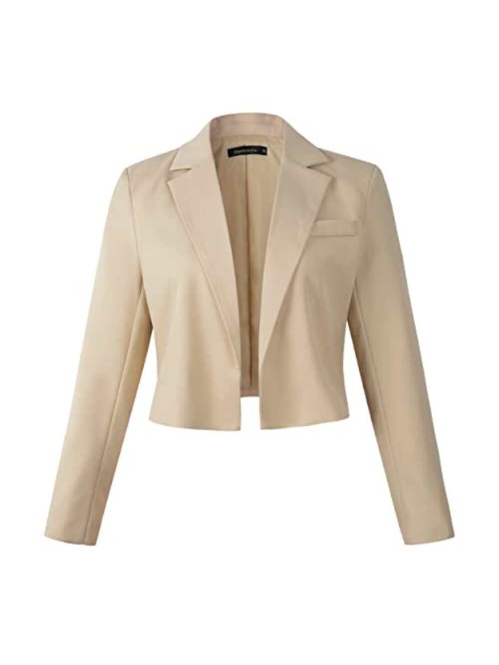 Open Front Cropped Blazer Jacket Long Sleeve Notch Collar Business Casual